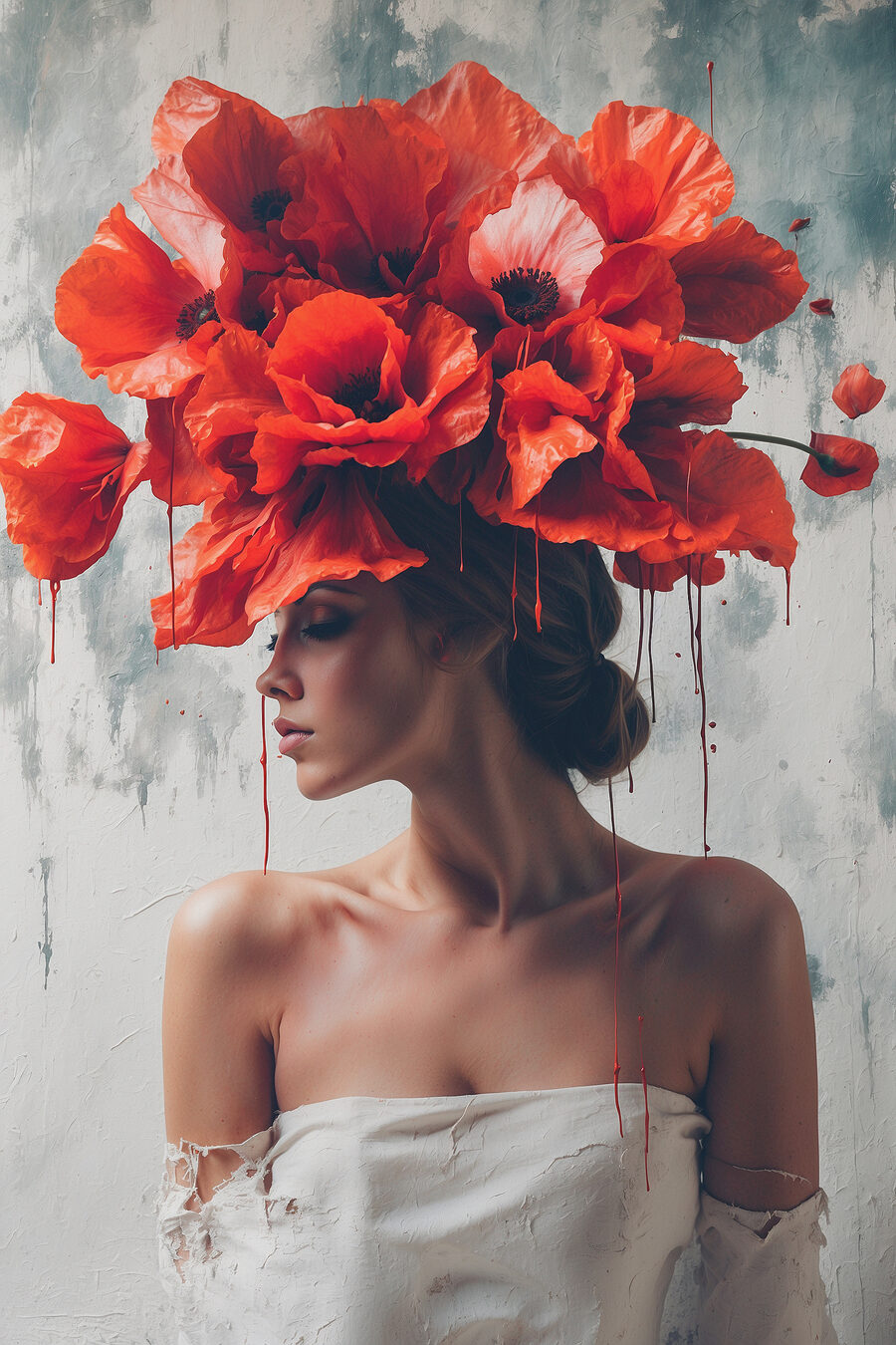 Wandbilder Frau mit roten Blumen auf dem Kopf – Bild 10