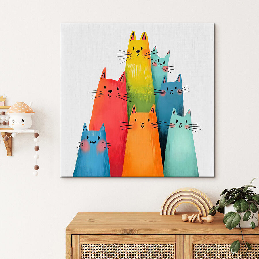 Gruppe von Katzen mit verschiedenen Farben Gruppe von Katzen mit verschiedenen Farben