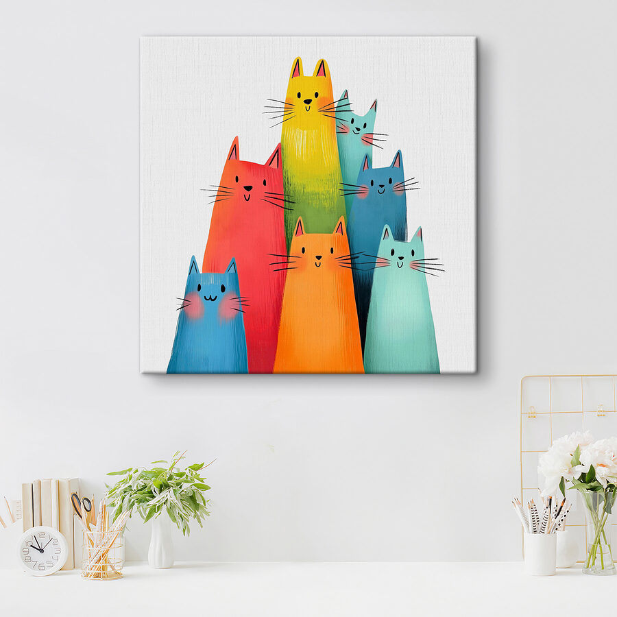 Gruppe von Katzen mit verschiedenen Farben Gruppe von Katzen mit verschiedenen Farben