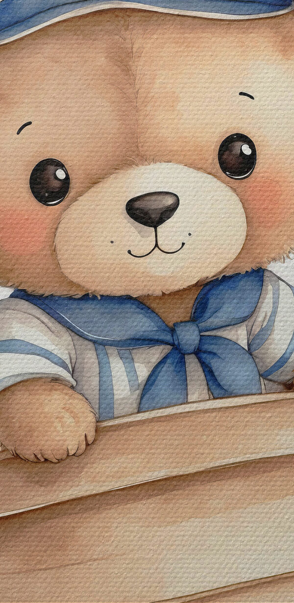 Aquarell eines Teddys in einem Boot Aquarell eines Teddys in einem Boot