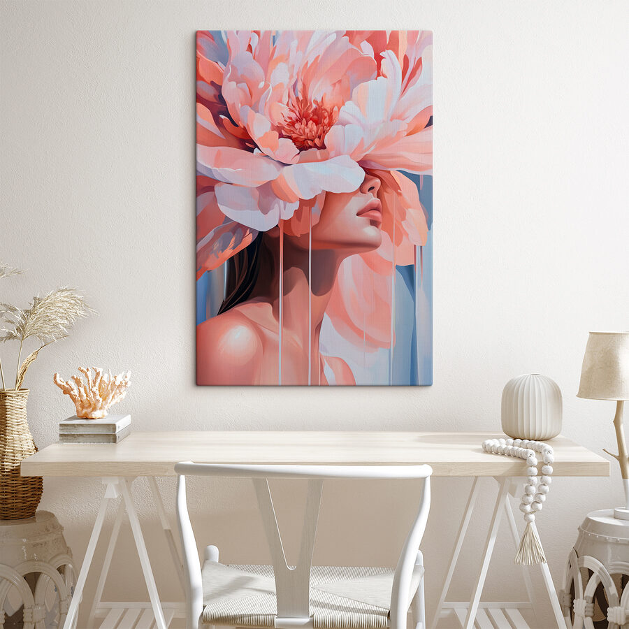 Frau mit Blumen auf dem Kopf
