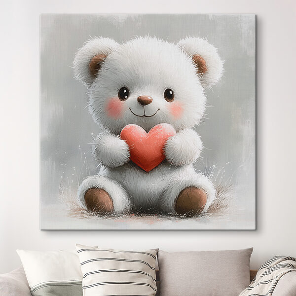 Weißer Teddybär, der ein Herz hält Weißer Teddybär, der ein Herz hält