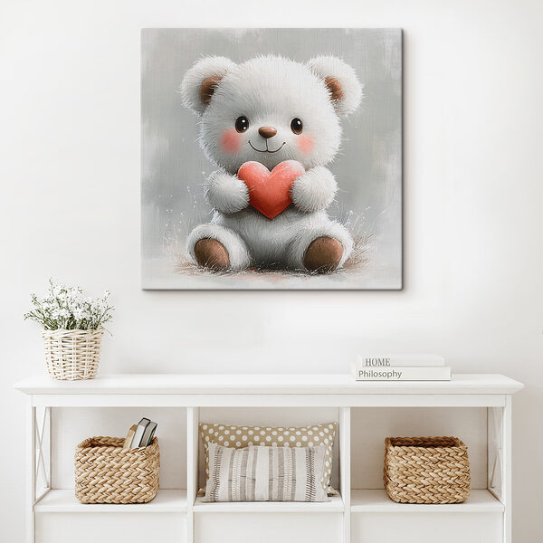 Weißer Teddybär, der ein Herz hält Weißer Teddybär, der ein Herz hält