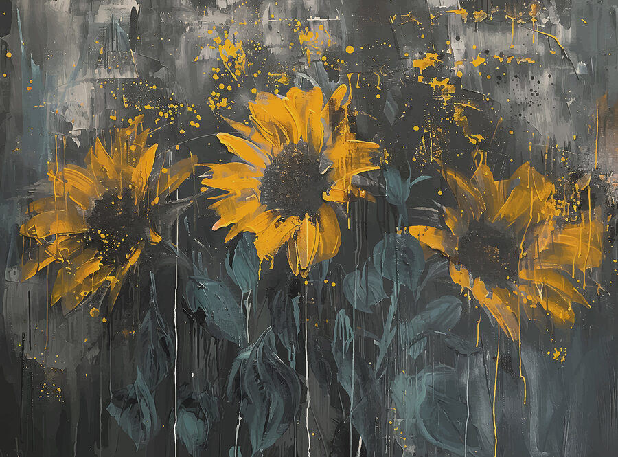 Gemälde mit gelben Blumen