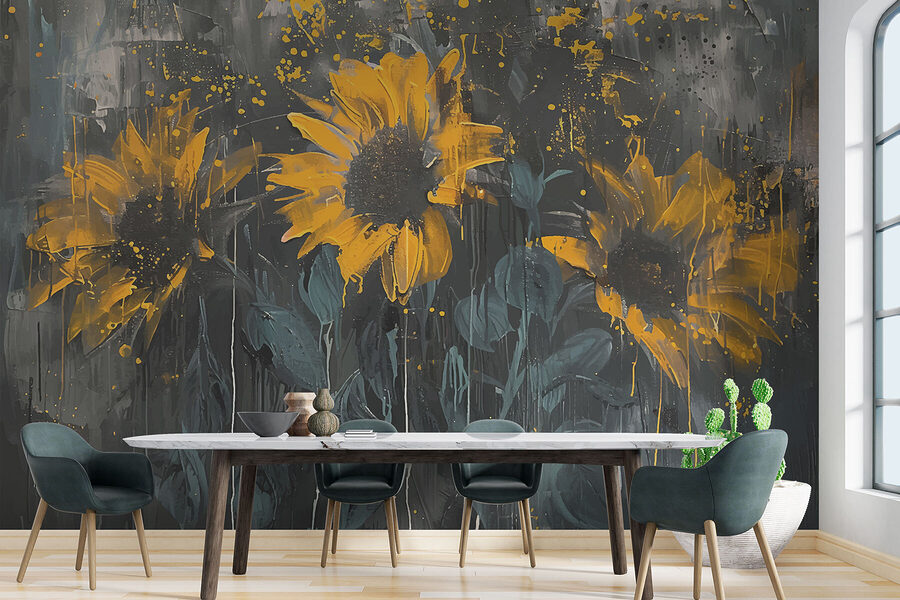 Gemälde mit gelben Blumen