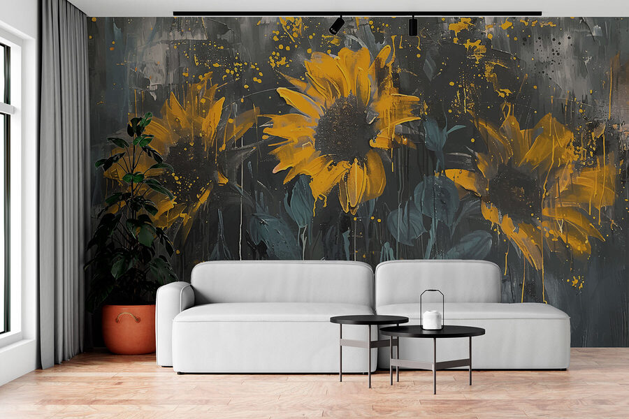 Gemälde mit gelben Blumen