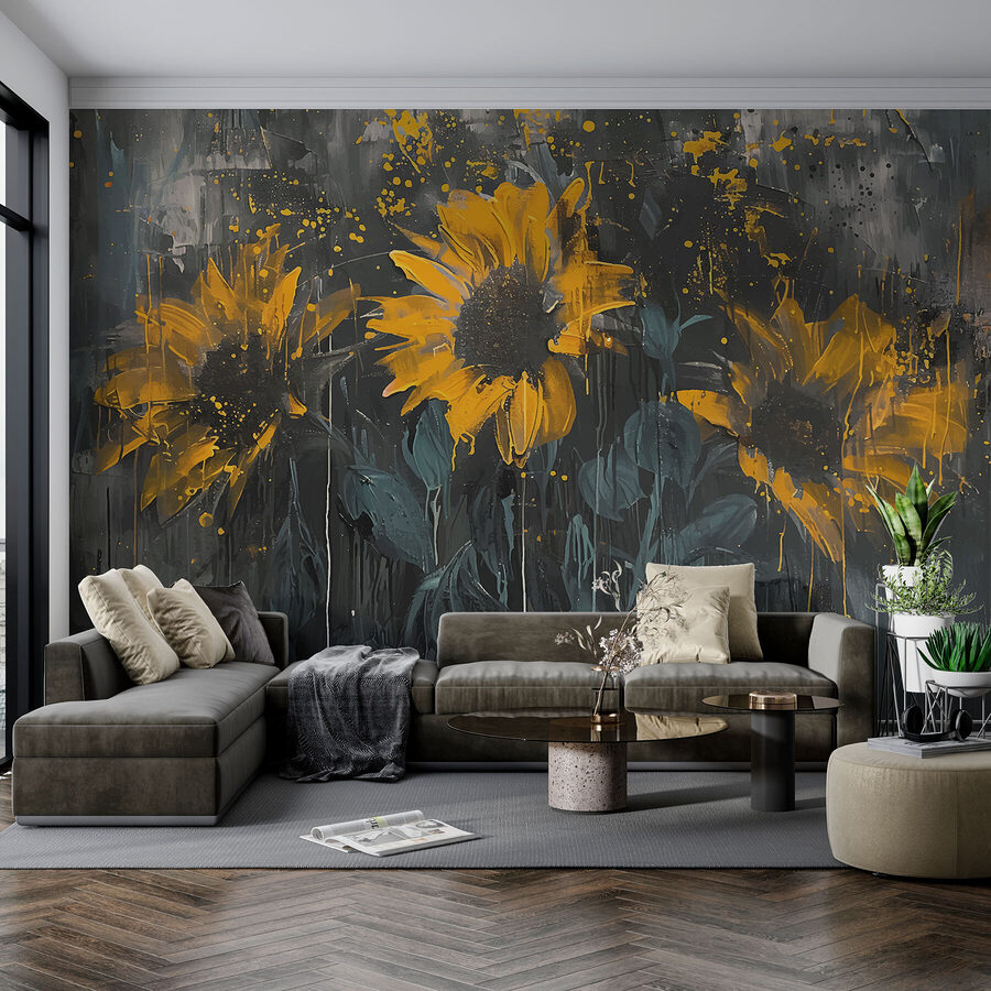 Gemälde mit gelben Blumen