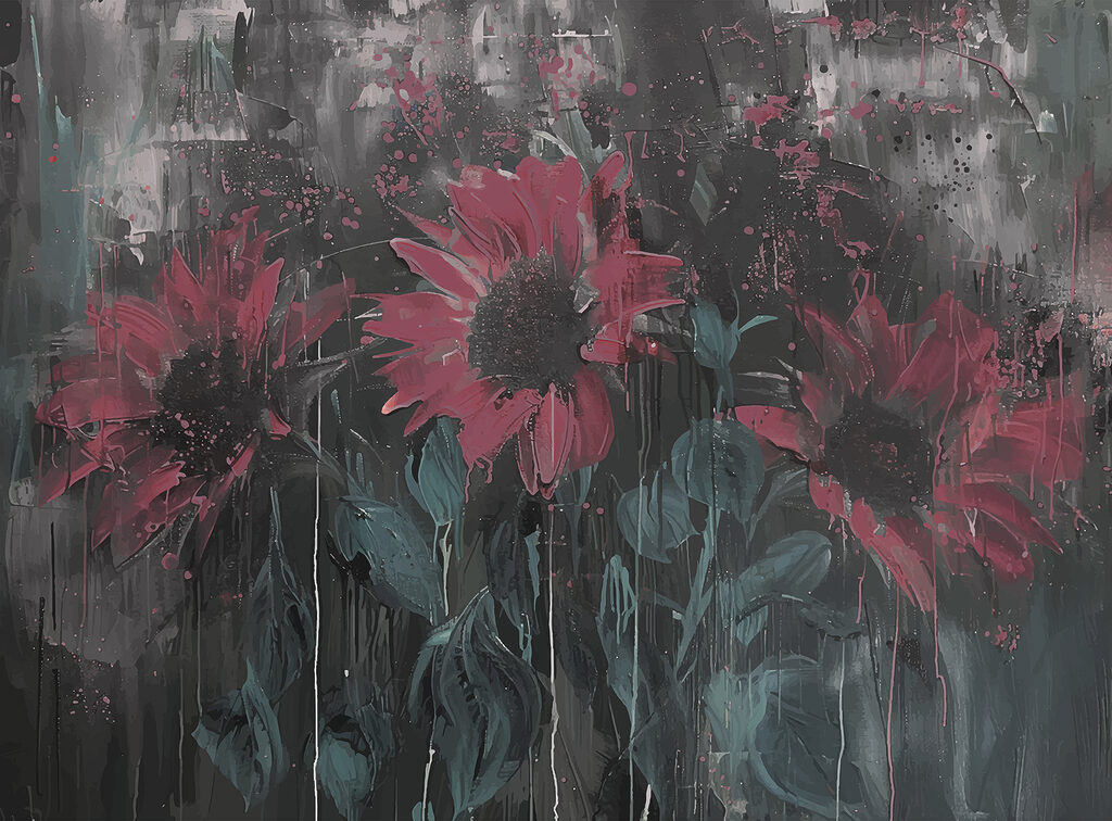 Painting of flowers on a wall