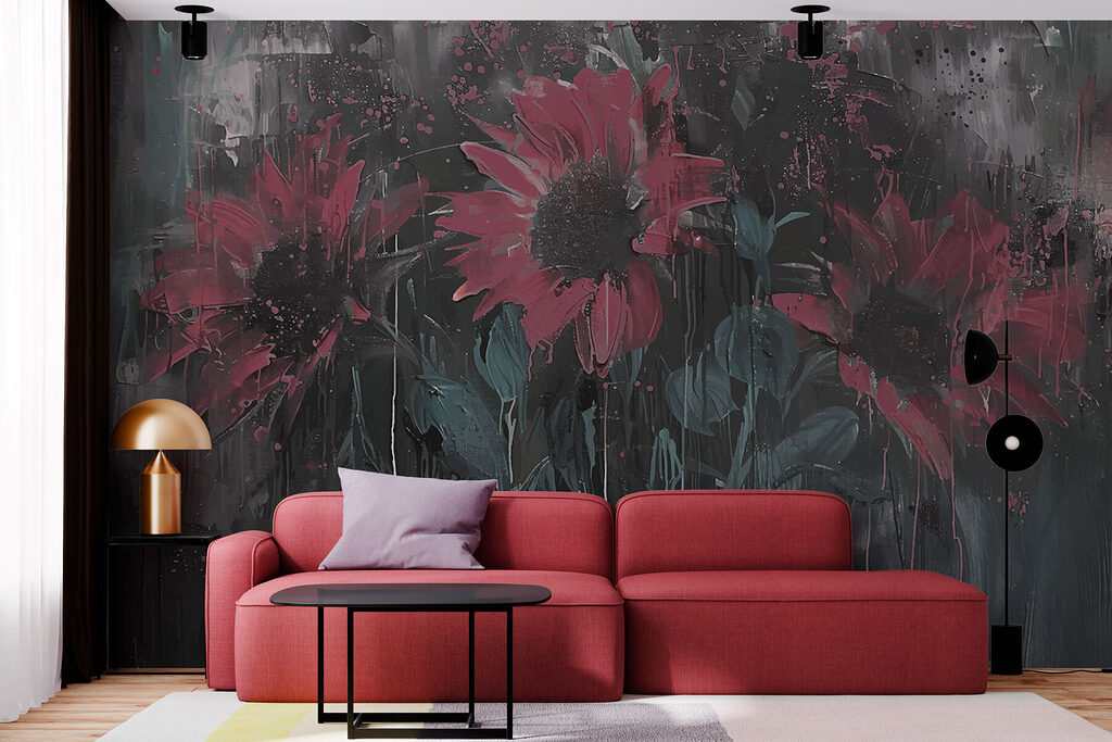 Painting of flowers on a wall