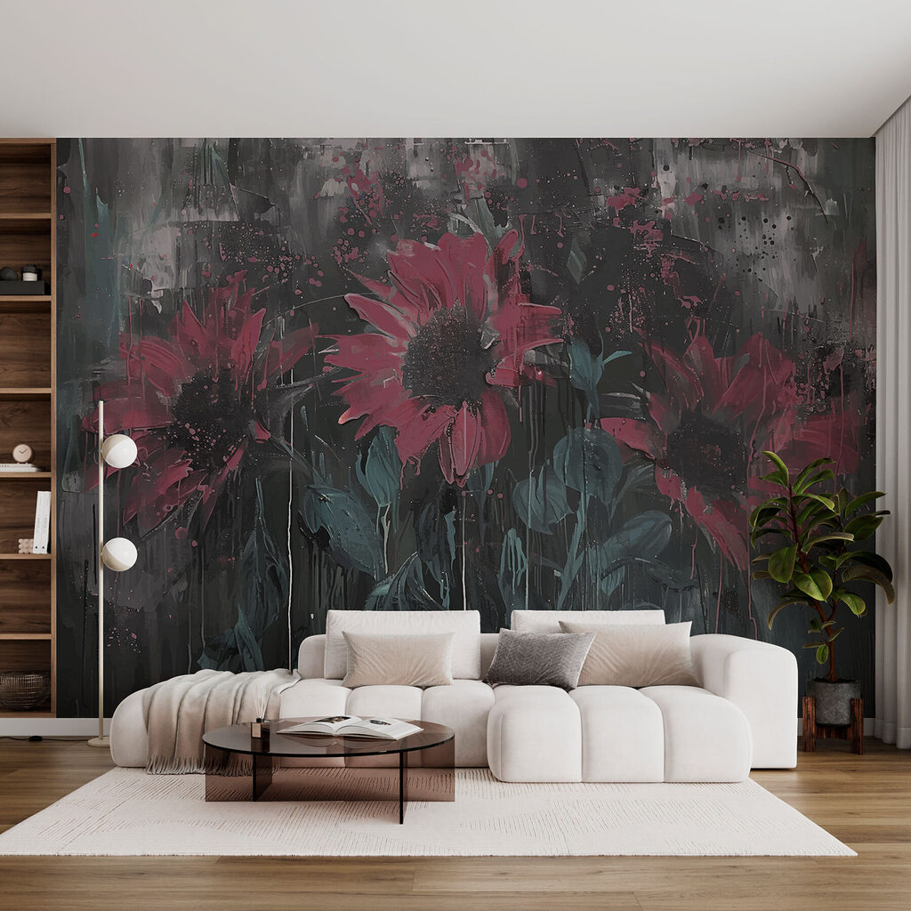 Painting of flowers on a wall