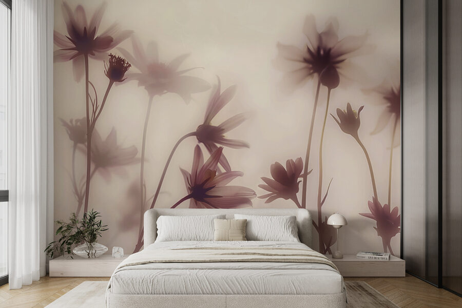 Gruppe von Blumen mit Stängeln