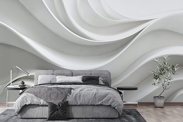 Weiße Wand mit geschwungenen Linien Weiße Wand mit geschwungenen Linien