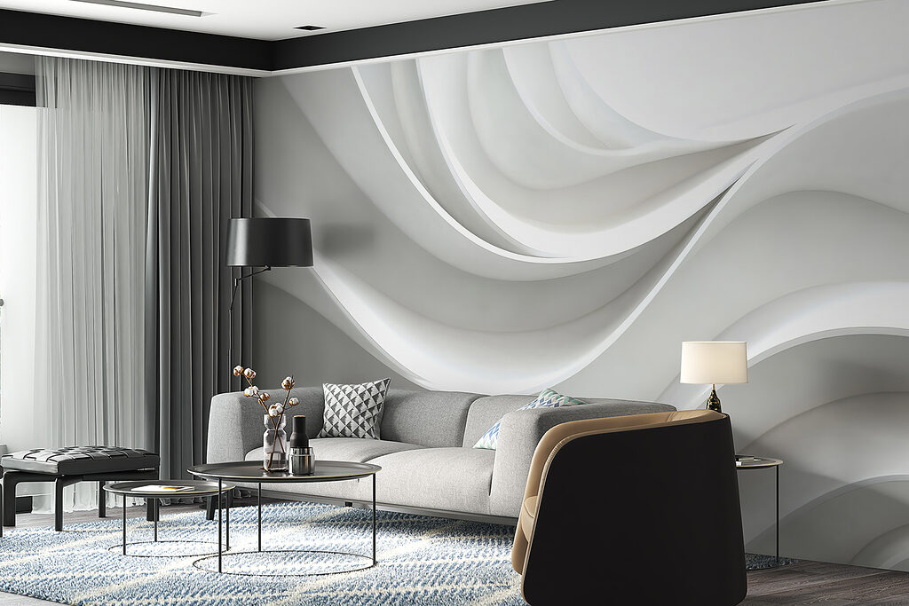 Weiße Wand mit geschwungenen Linien w01471pig3r 1024x683 - Weiße Wand mit geschwungenen Linien