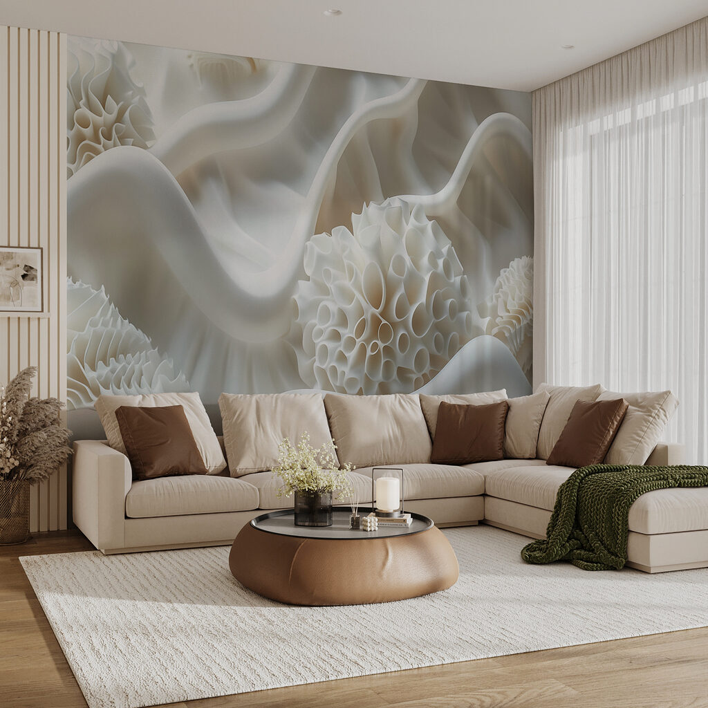 White fabric with white balls