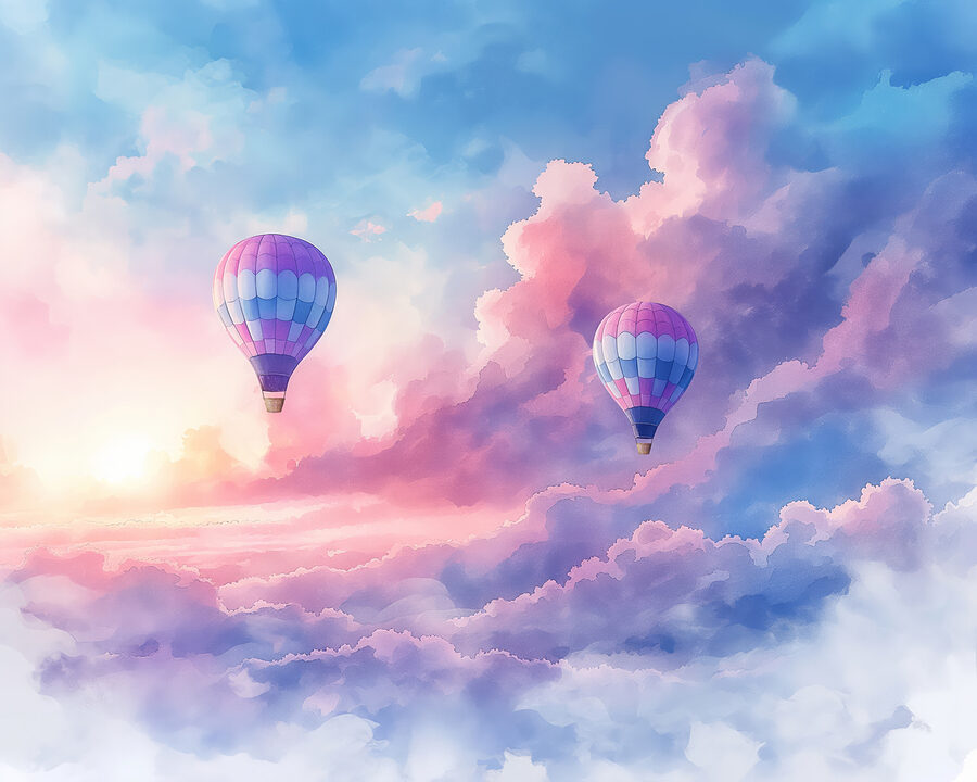 Heißluftballons am Himmel