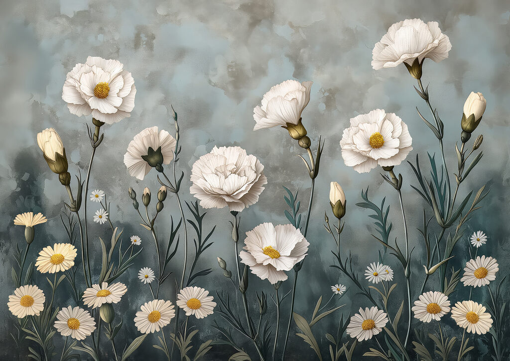 Malerei von weißen Blumen Malerei von weißen Blumen