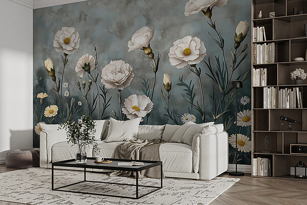Malerei von weißen Blumen Malerei von weißen Blumen