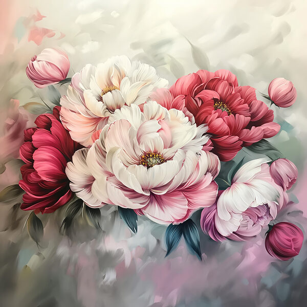 Malerei von Blumen auf einer Fläche Malerei von Blumen auf einer Fläche