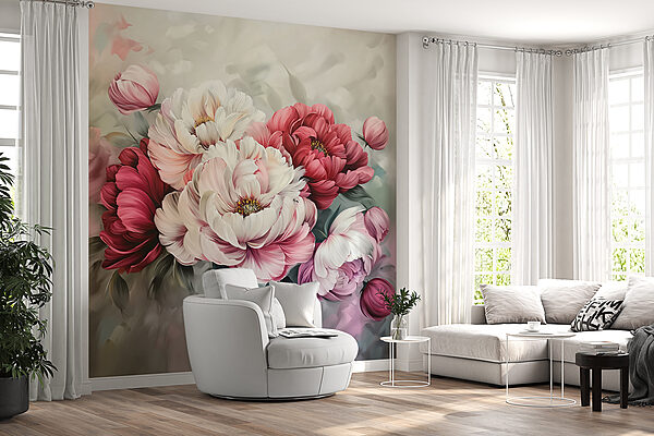 Malerei von Blumen auf einer Fläche Malerei von Blumen auf einer Fläche