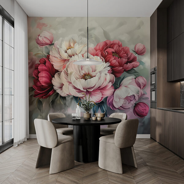 Malerei von Blumen auf einer Fläche Malerei von Blumen auf einer Fläche