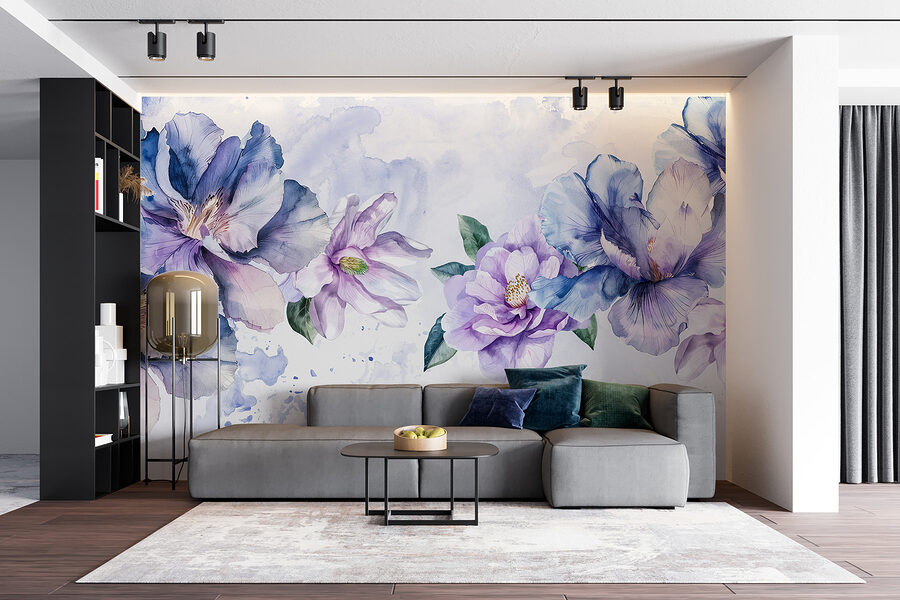 Gruppe von Blumen auf einem weißen Hintergrund