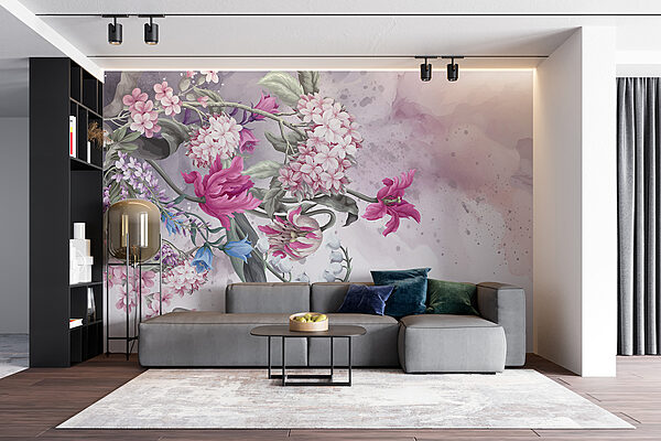 Gemälde von Blumen auf weißem Hintergrund Gemälde von Blumen auf weißem Hintergrund
