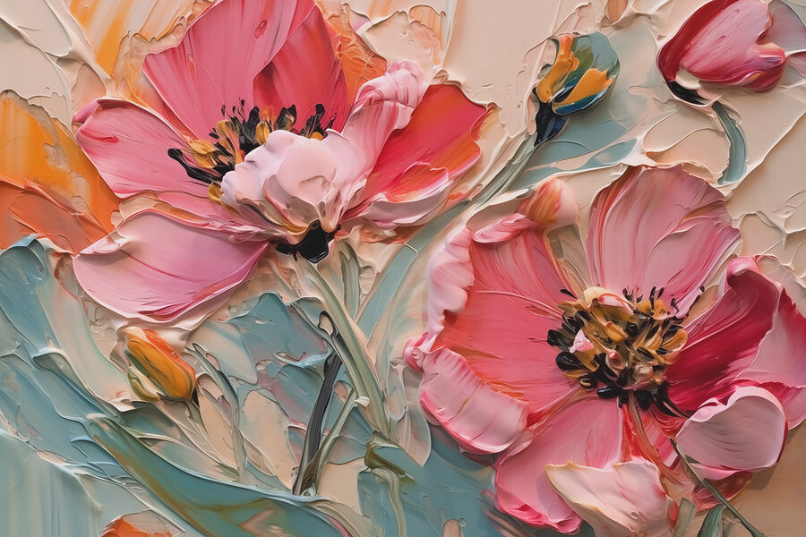 Gemälde von Blumen auf einer Leinwand