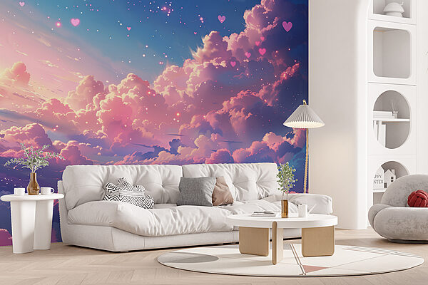 Bunter Himmel mit Wolken und Herzen Bunter Himmel mit Wolken und Herzen