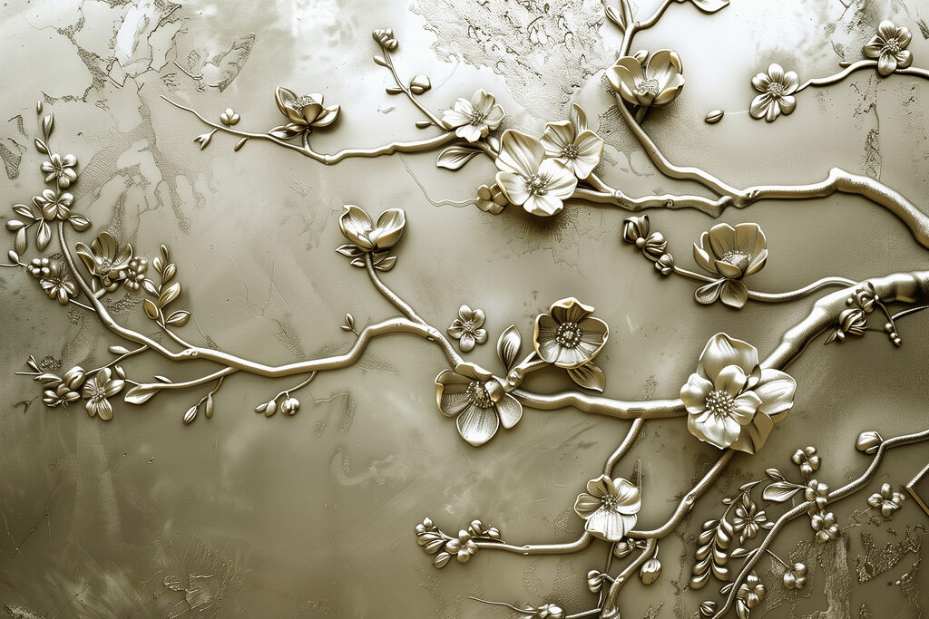 Wand mit Blumen und Zweigen Wand mit Blumen und Zweigen