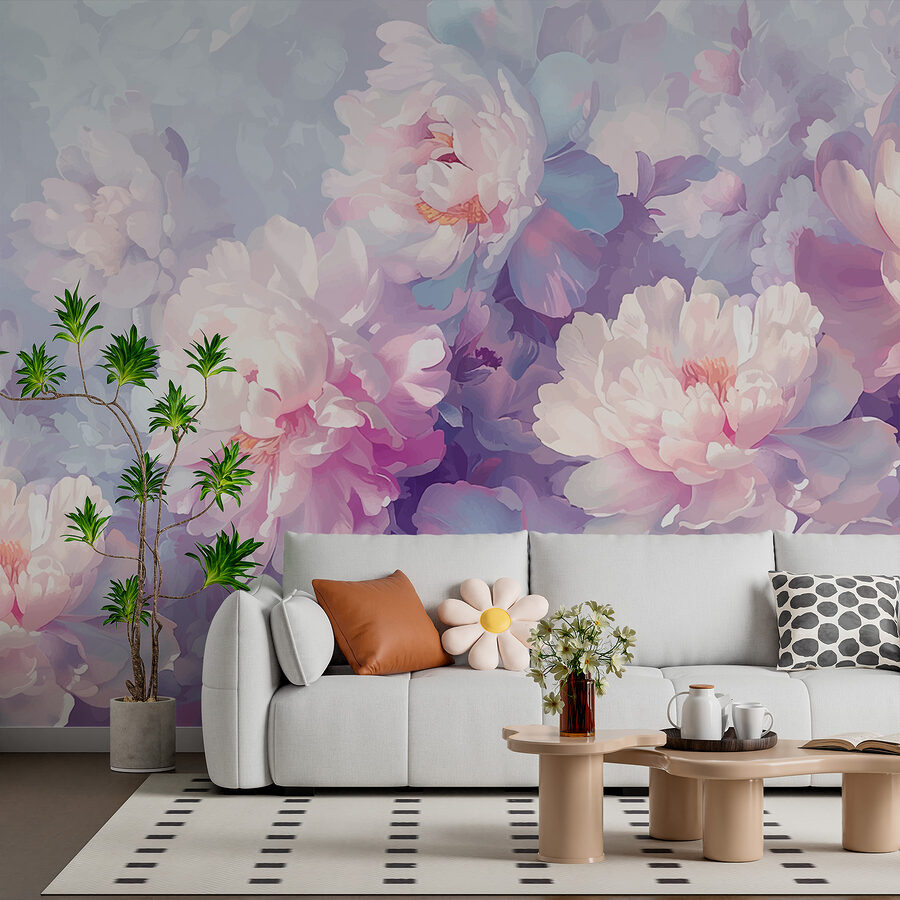 Gruppe von Blumen auf einem weißen Hintergrund