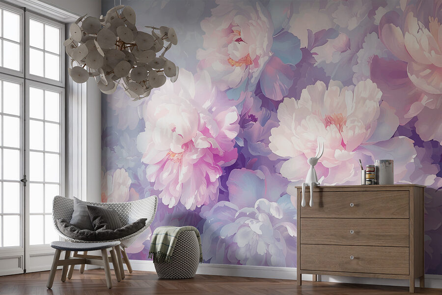 Gruppe von Blumen auf einem weißen Hintergrund