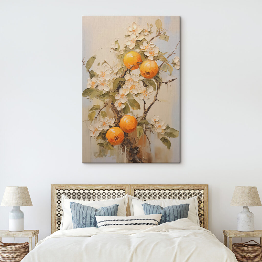 Painting of oranges and flowers