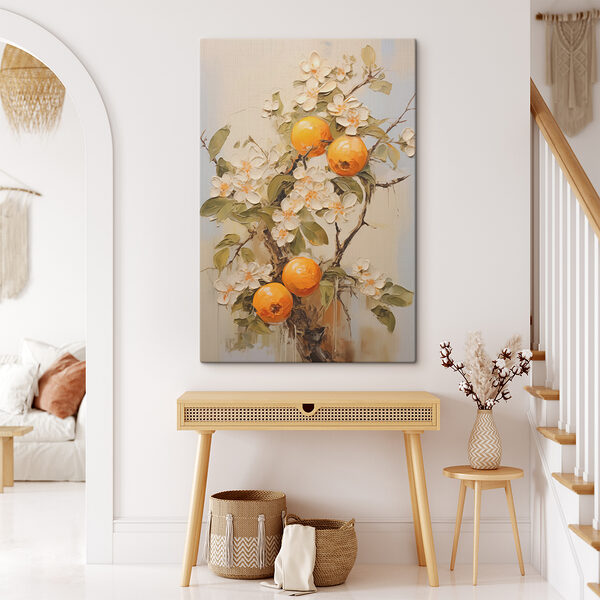 Malerei von Orangen und Blumen Malerei von Orangen und Blumen