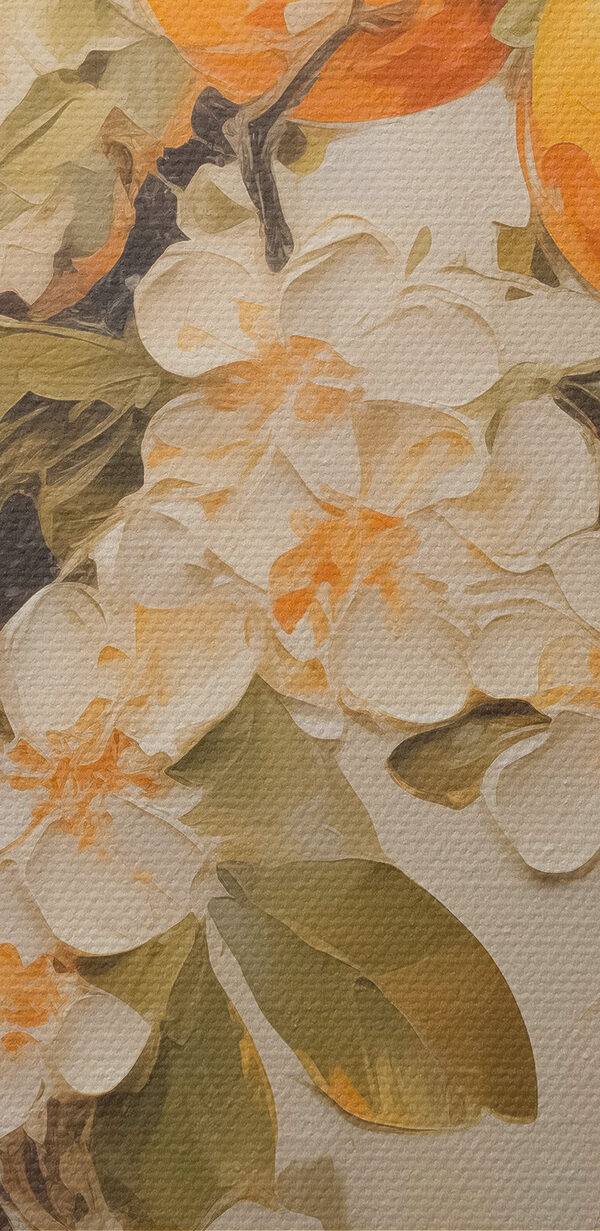 Malerei von Orangen und Blumen Malerei von Orangen und Blumen