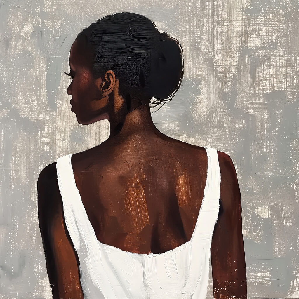 Woman in a white tank top