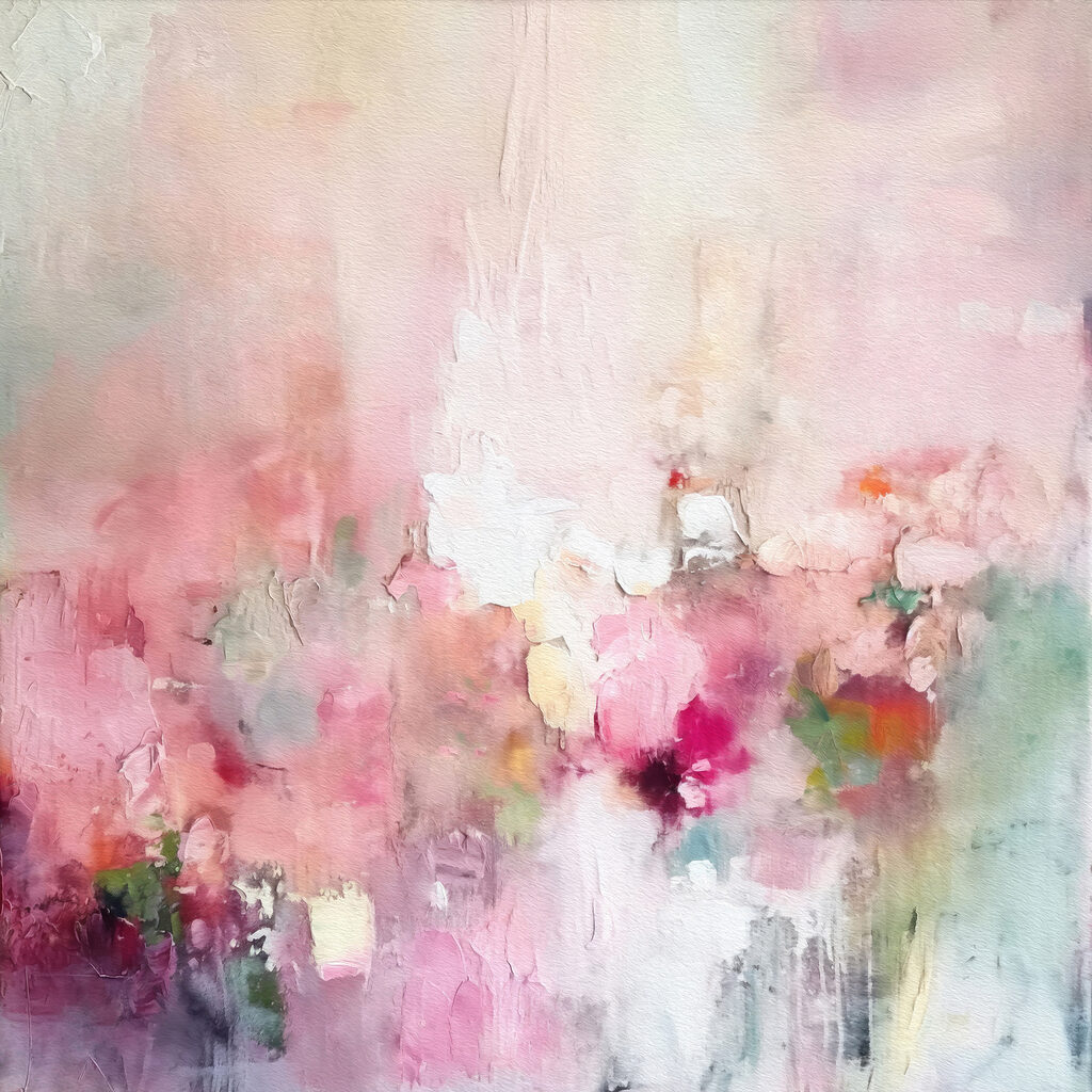 Painting of flowers on a white surface