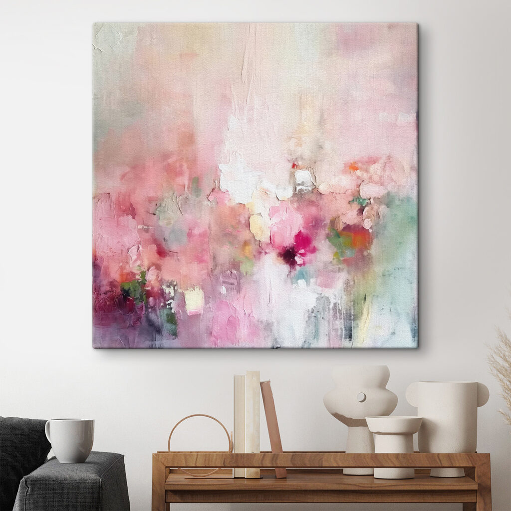 Painting of flowers on a white surface