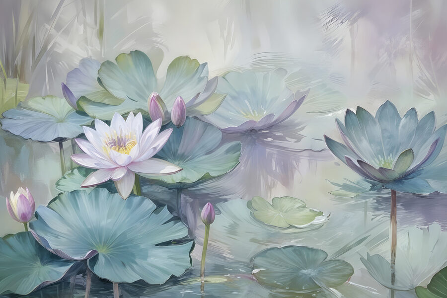 Gemälde einer Blume und Blätter Gemälde einer Blume und Blätter
