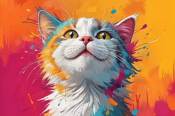 Cat with colorful paint splashes Cat with colorful paint splashes
