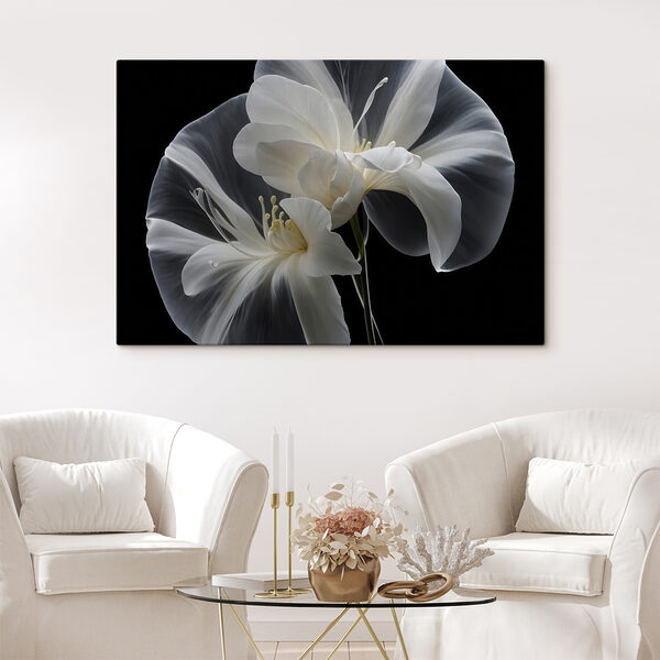 Elegant white flowers against black background Elegant white flowers against black background