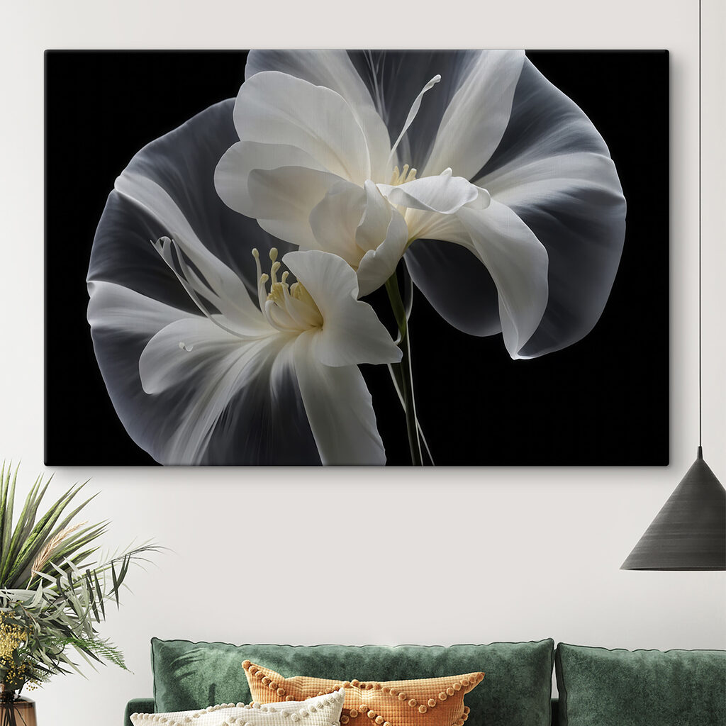 Elegant white flowers against black background Elegant white flowers against black background