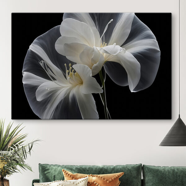Elegant white flowers against black background Elegant white flowers against black background