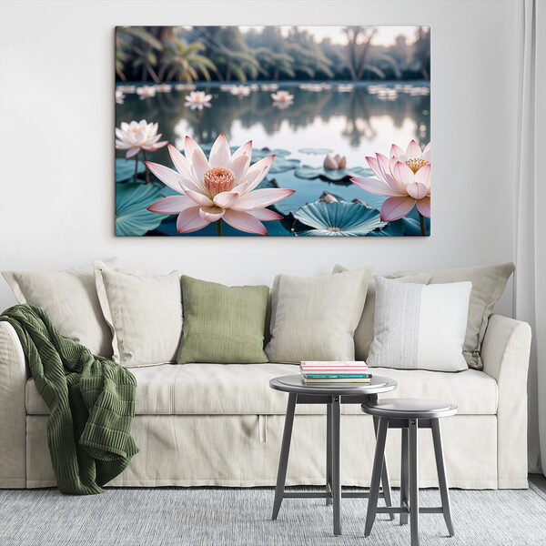 Rosa und weiße Blumen auf einem See Rosa und weiße Blumen auf einem See