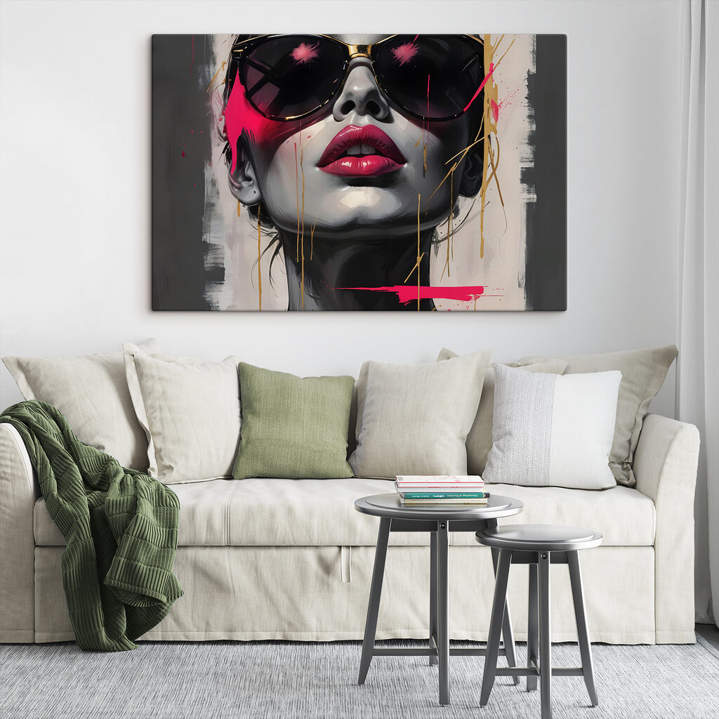 Woman with sunglasses and red lipstick