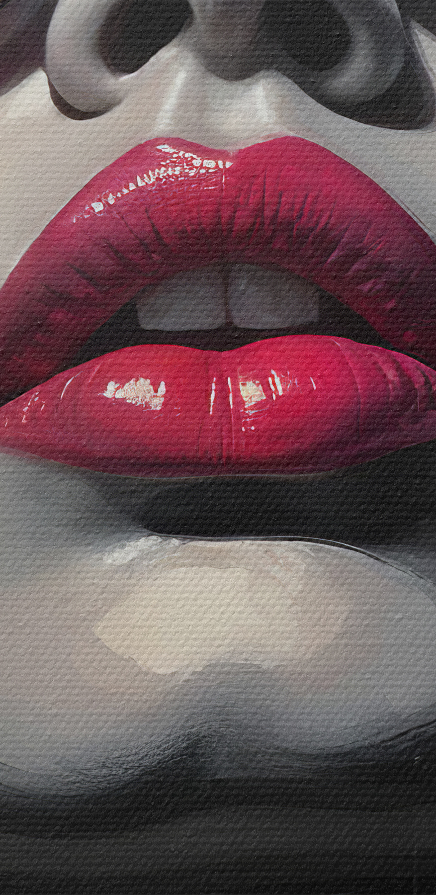 Frau mit Sonnenbrille und rotem Lippenstift