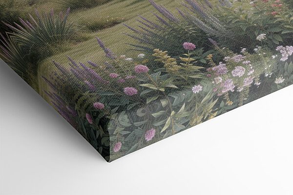 See mit Bäumen, Gras und Blumen See mit Bäumen, Gras und Blumen