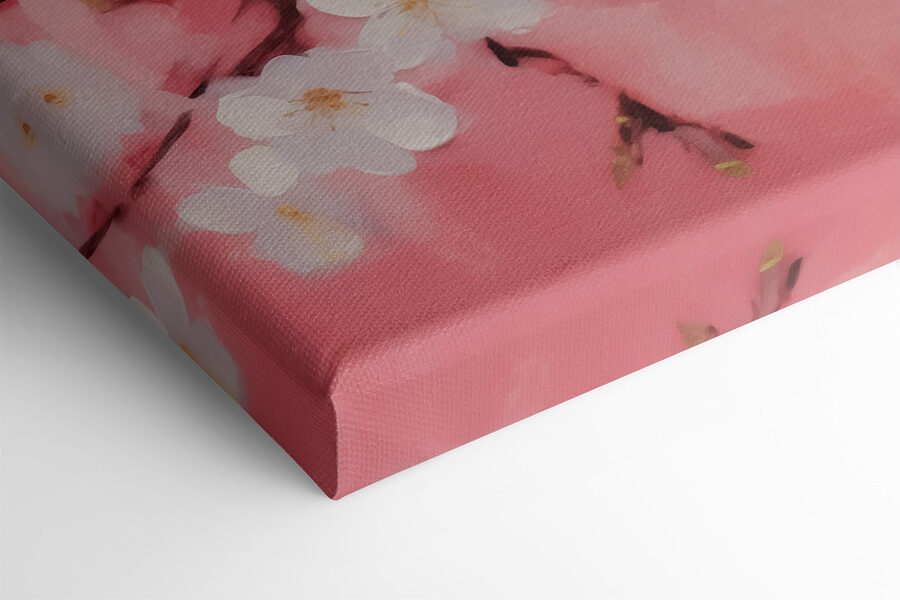 Vogel auf einem Zweig mit weißen Blüten
