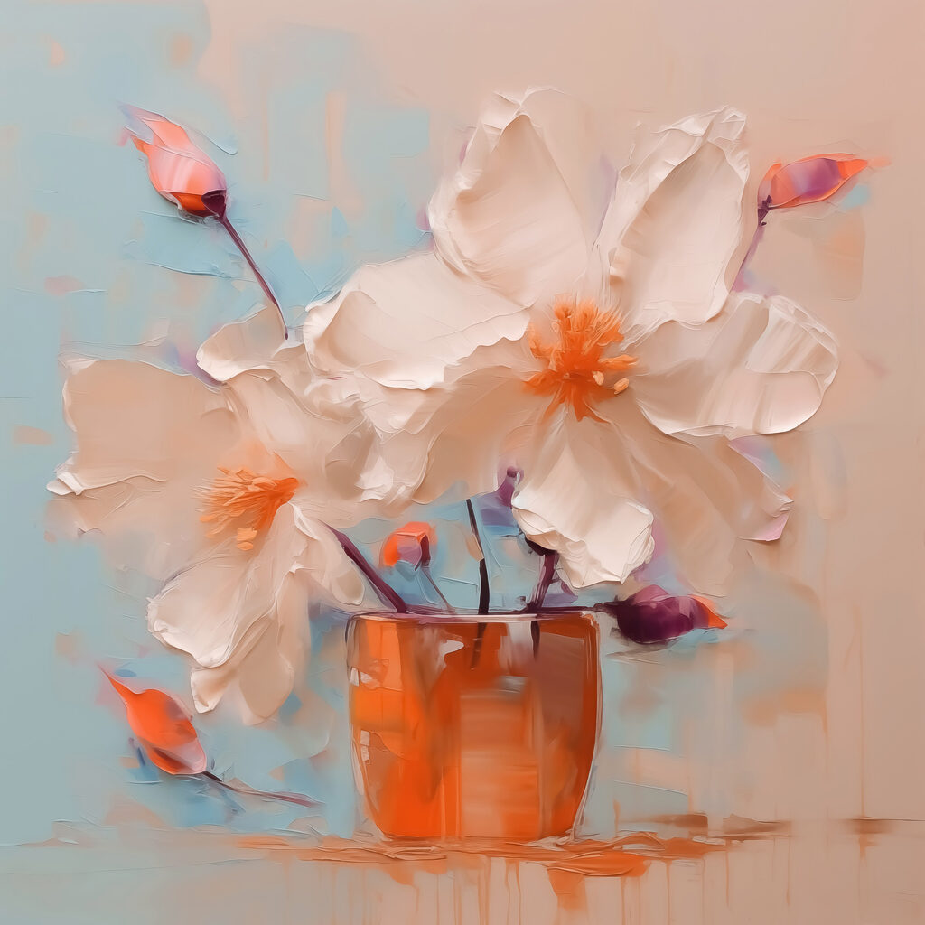 Painting of flowers in a vase Painting of flowers in a vase