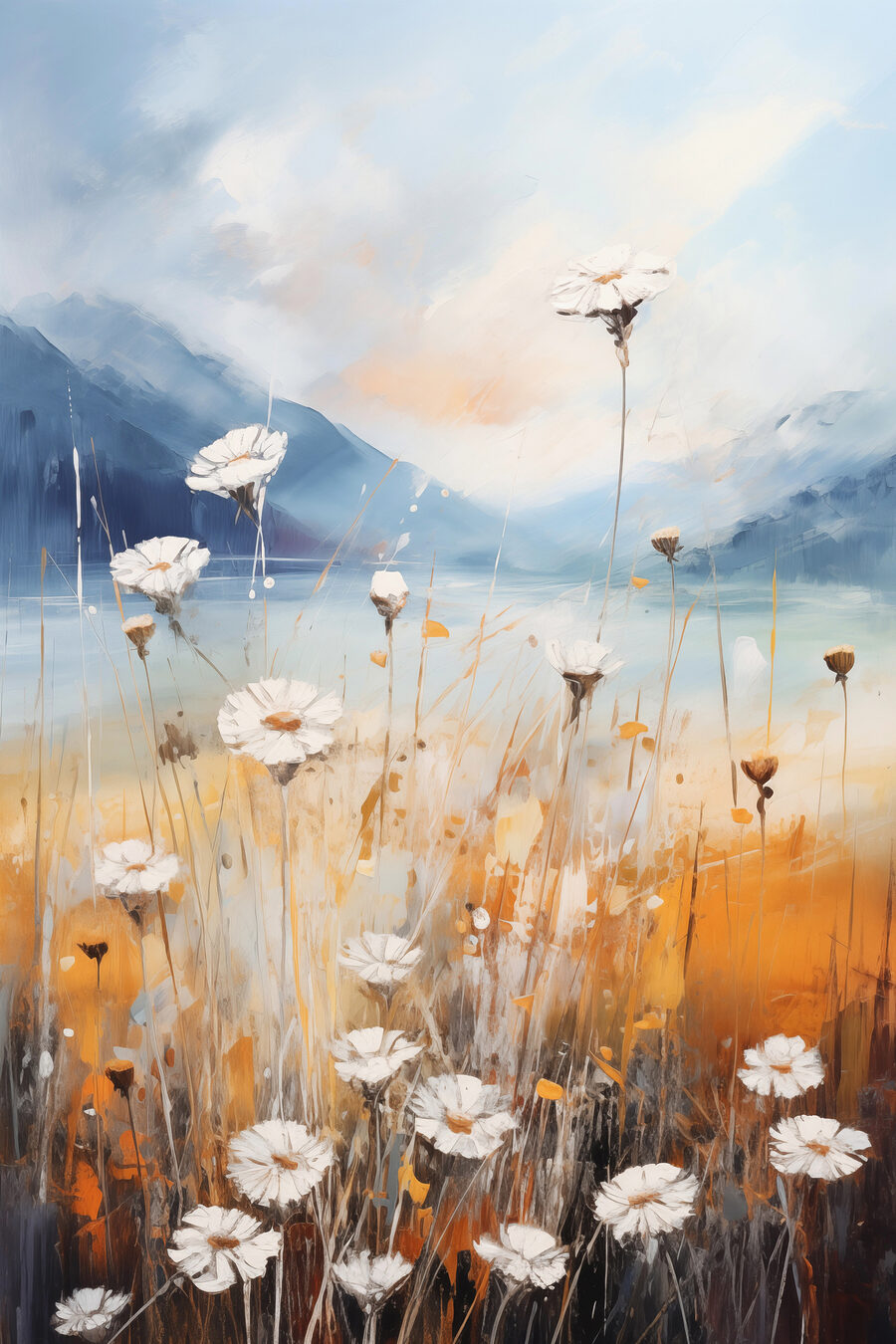 Gemälde von Blumen auf einem Feld