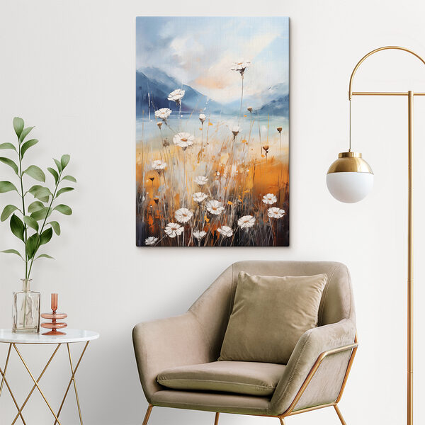 Gemälde von Blumen auf einem Feld Gemälde von Blumen auf einem Feld